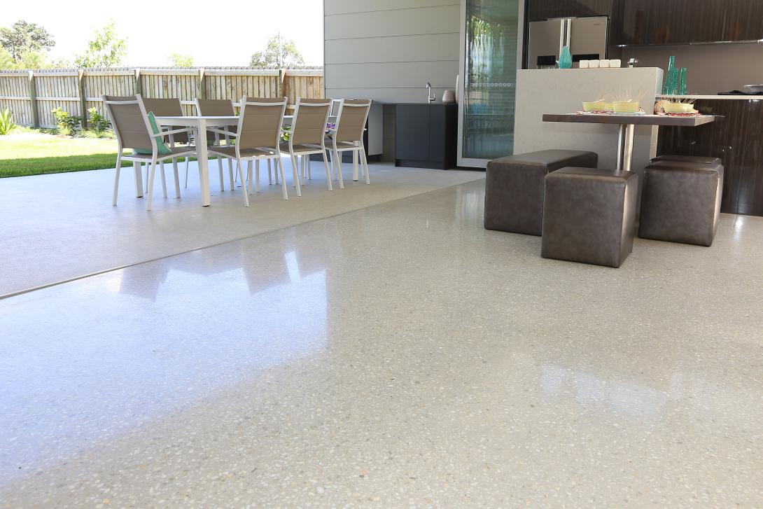 Q-stone polished concrete used in living room floor