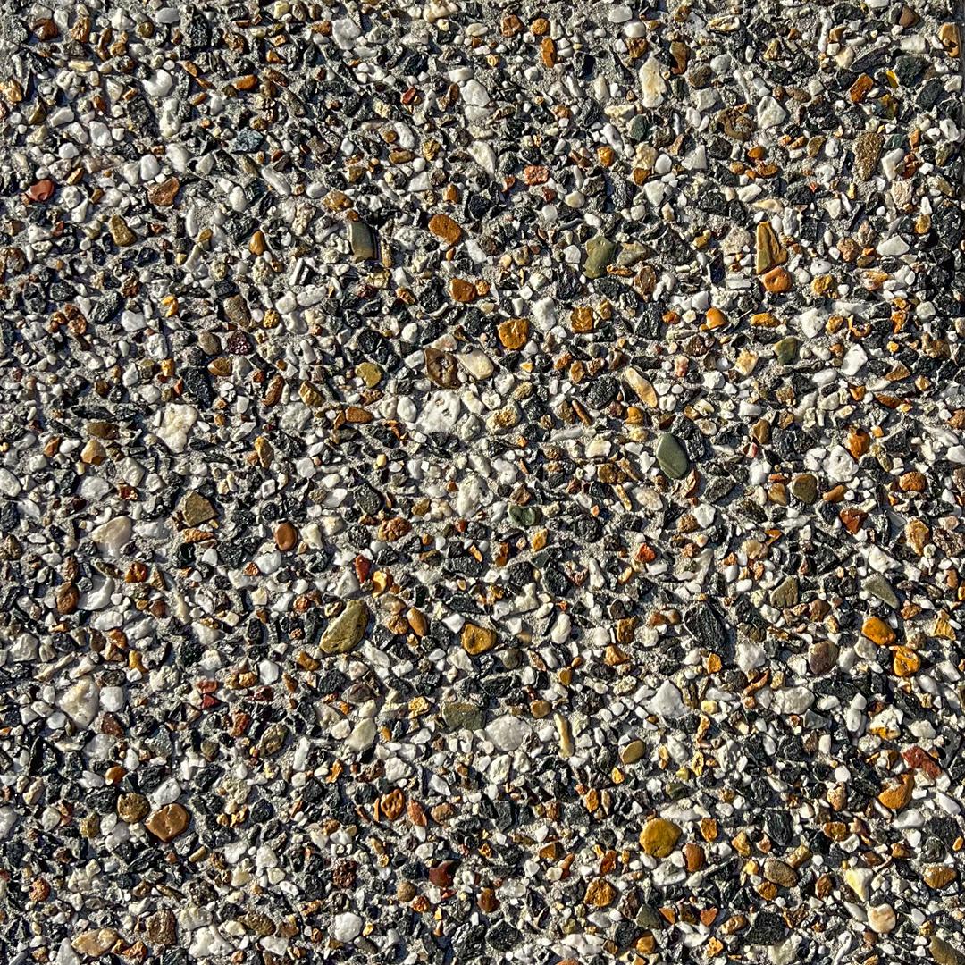 Close up swatch of exposed aggregate concrete in mix Spitfire